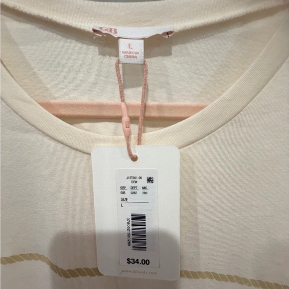 Gianni Bini NWT Women’s Cowgirl Tee - Cream and Pink Size L - Picture 2 of 5